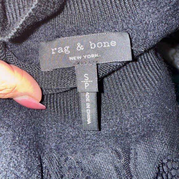 Rag & Bone Womens Black Lace Sleeve Pullover Sweater Size S - Picture 6 of 7